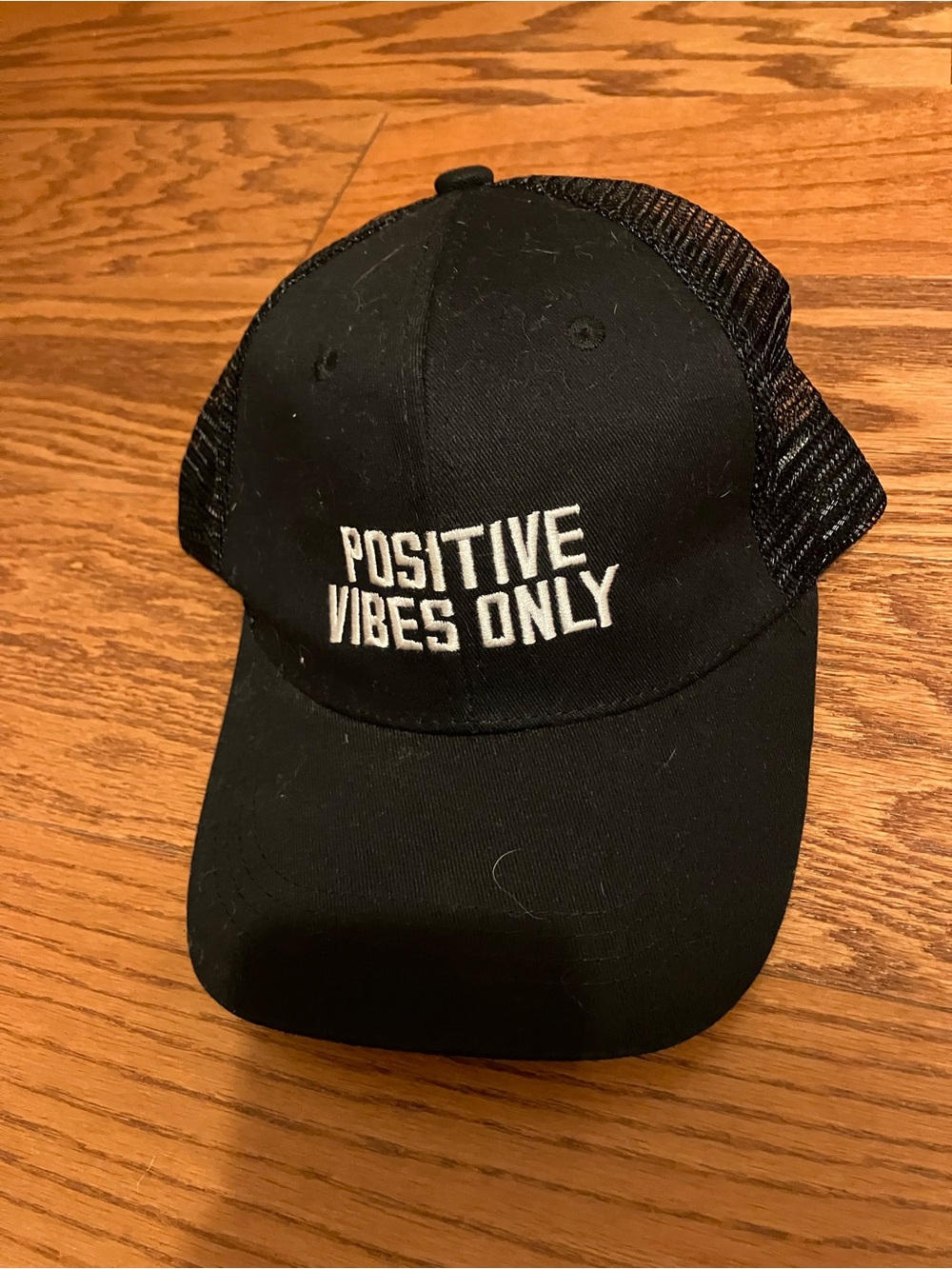Positive Vibes Only Black Mesh Trucker Hat